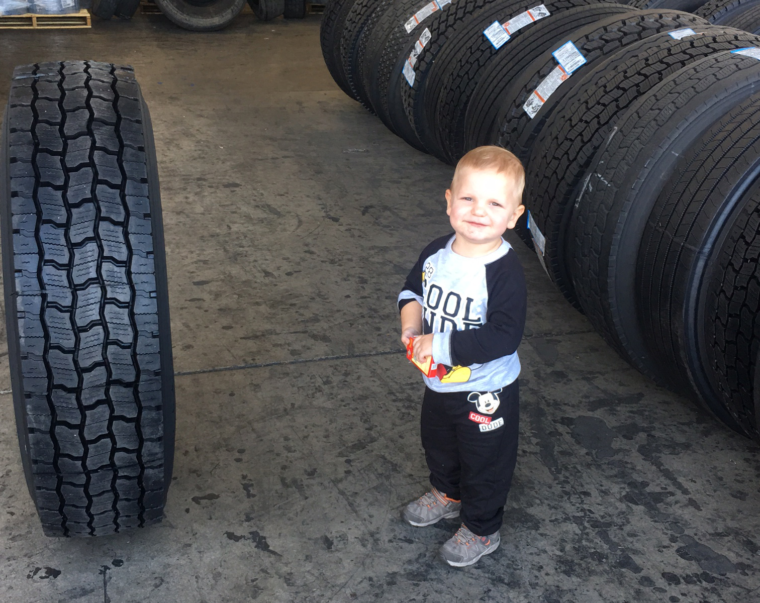 Baby James with Tires